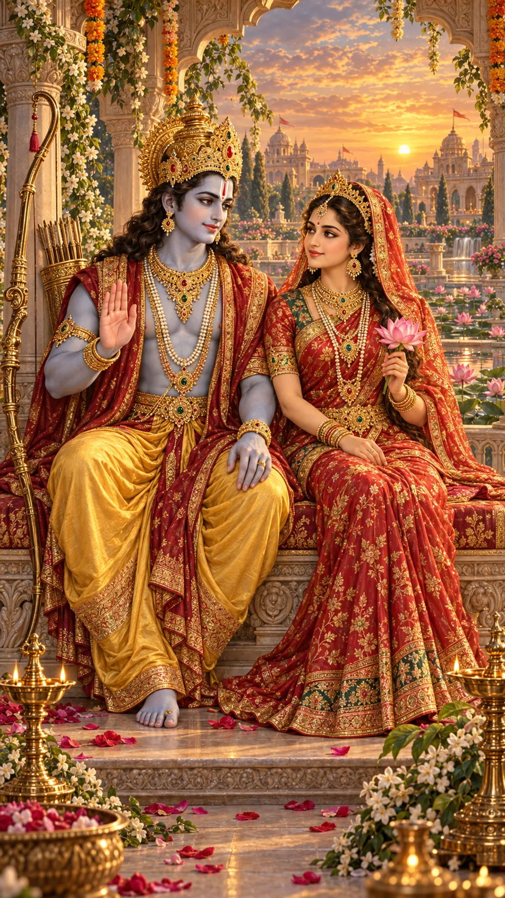 Ram and Sita in the palace garden