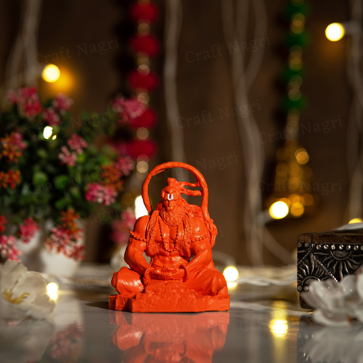 Meditating Hanuman Car Dashboard Idol (Orange Colour ) ( 4 Inches)