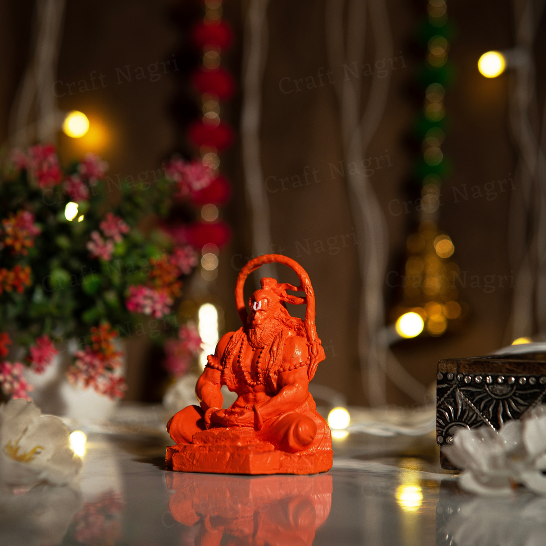 Meditating Hanuman Car Dashboard Idol (Orange Colour ) ( 4 Inches)