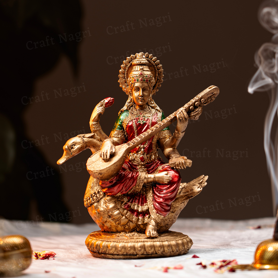 Saraswati Idol (Murti) ( 7 Inches)