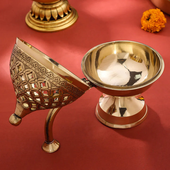 Brass Dhoop Dani & Incense Holder With Handle